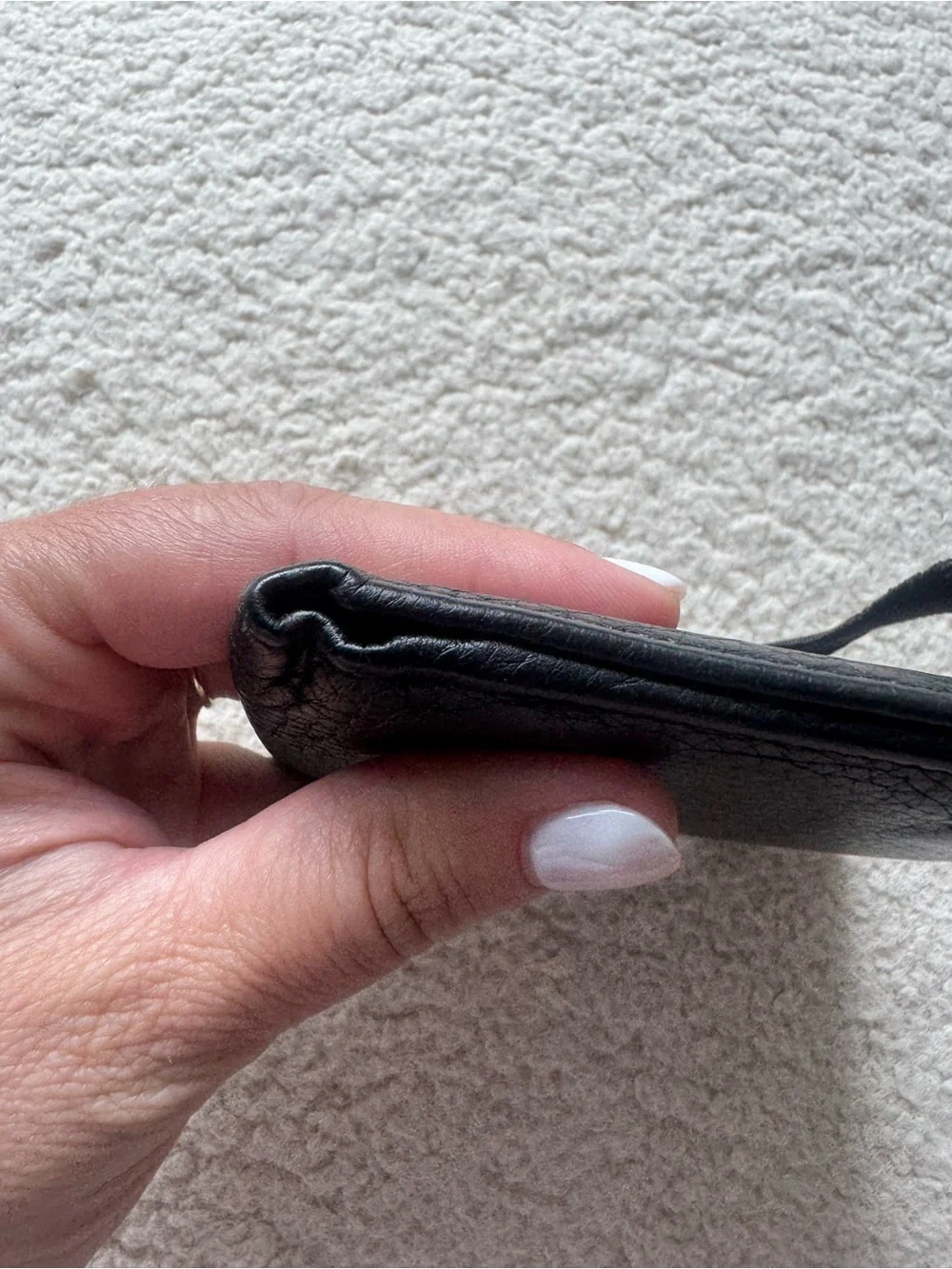 Saint Laurent Black Leather Compact Wallet with Gold YSL Accent on Strap